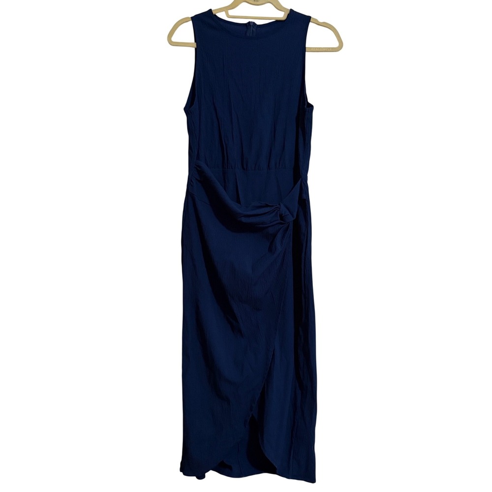 SHEIN Navy‎ Blue Sleeveless Ruched Knot Midi Dress Women XL 12